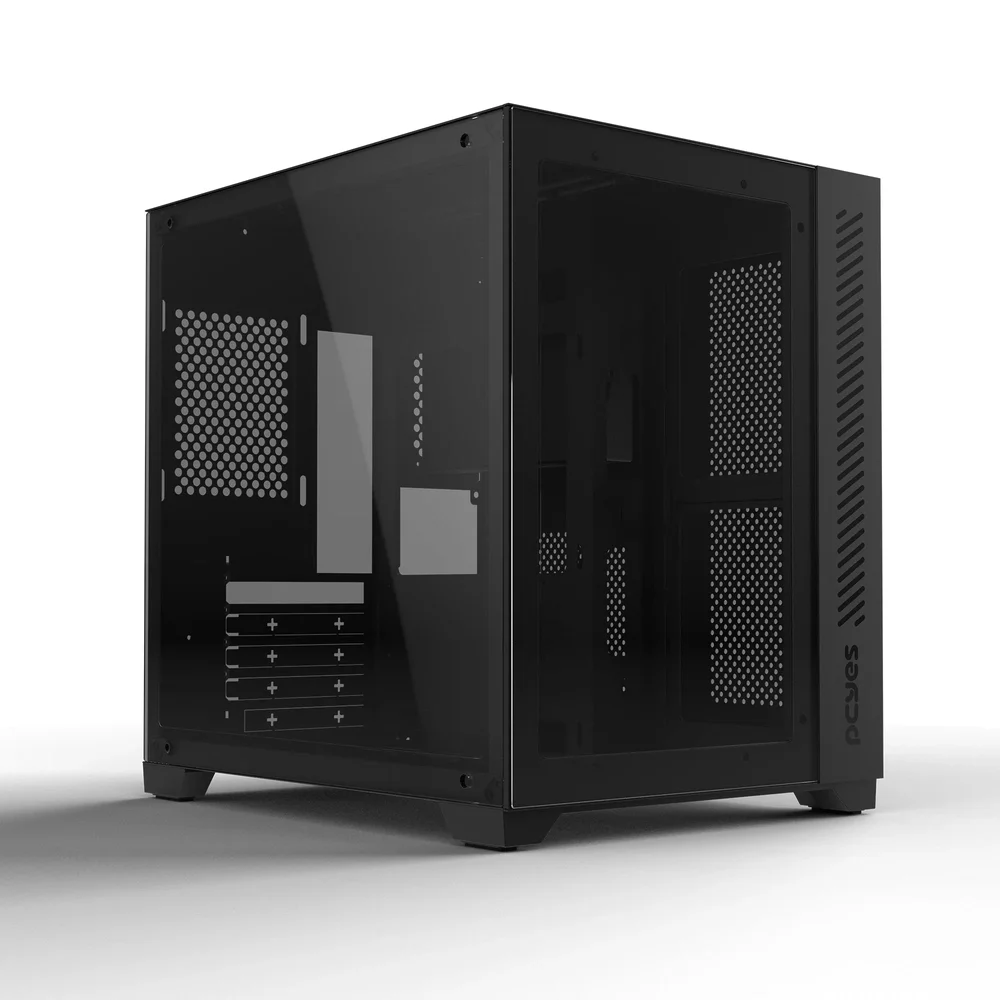 Imagem 3 de 5 do produto Gabinete Pcyes Forcefield Black Vulcan, Mid Tower, m-ATX, Frontal E Lateral Em Vidro Temperado, S/ Fans, Preto - Gffbvp