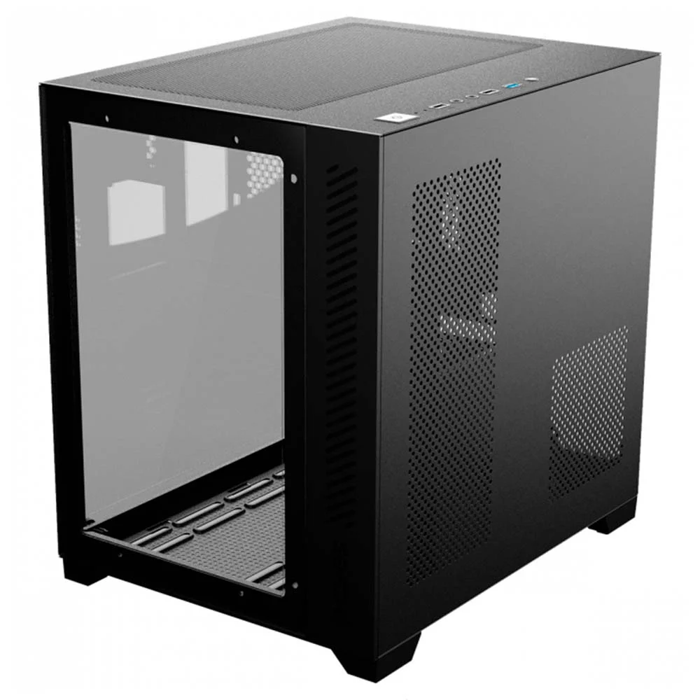 Imagem 4 de 5 do produto Gabinete Pcyes Forcefield Black Vulcan, Mid Tower, m-ATX, Frontal E Lateral Em Vidro Temperado, S/ Fans, Preto - Gffbvp