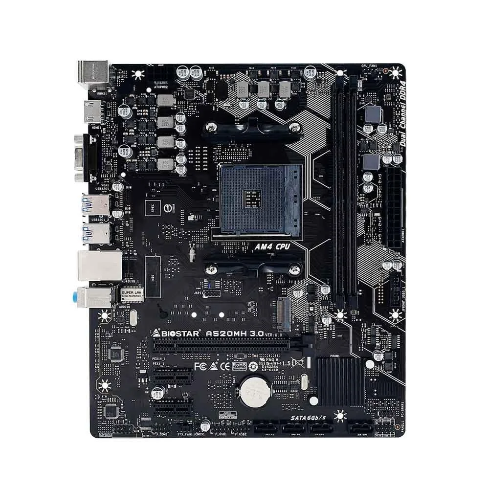 Placa-Mãe Biostar A520mh 3.0, AMD AM4, Micro ATX, DDR4 6