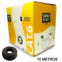 10 Metros De Cabo Rede CAT6 Sohoplus Furukawa, 100% Cobre, Cor:preto