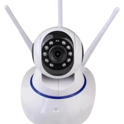 Câmera IP Sem Fio 360°, 3 Antenas, HD, Alarme, Wi-fi, Visão Noturna