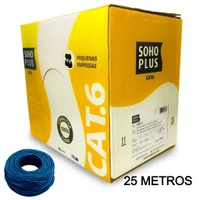 25 Metros De Cabo Rede CAT6 Sohoplus Furukawa, 100% Cobre Cor:azul