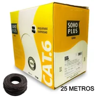 25 Metros De Cabo Rede CAT6 Sohoplus Furukawa, 100% Cobre, Preto