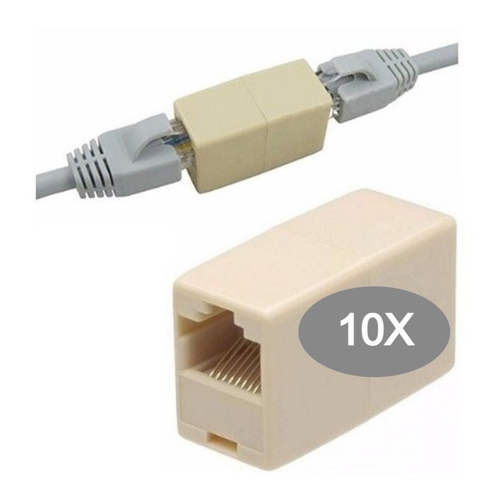 Imagem 2 de 2 do produto 10x Emenda Conector Rj45 Fêmea Cabo De Rede Internet C6 C5e
