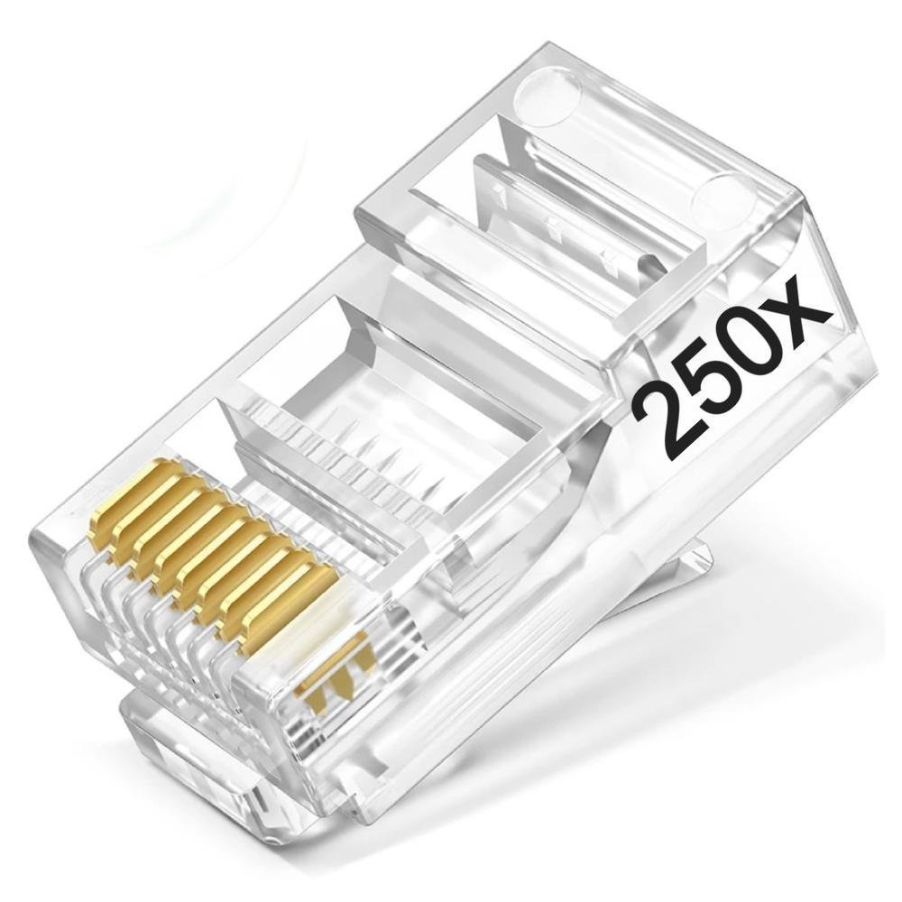 Imagem 4 de 4 do produto 250x Conector RJ45, CAT5e Macho, Tomada De Rede Lan Internet