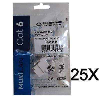 25x Conector Keystone C6 Fêmea Furukawa Multilan RJ45 Tomada