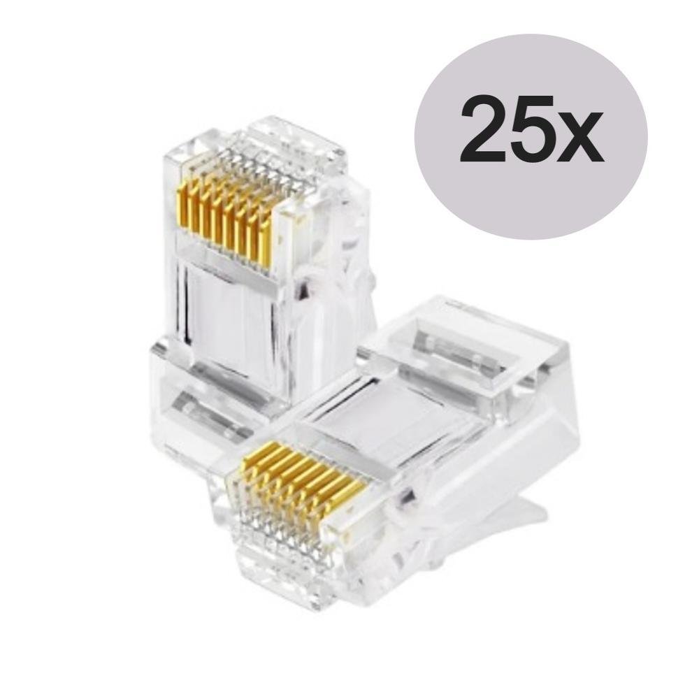 Imagem 2 de 4 do produto 25x Conector RJ45, CAT5e Macho, Tomada De Rede Lan Internet