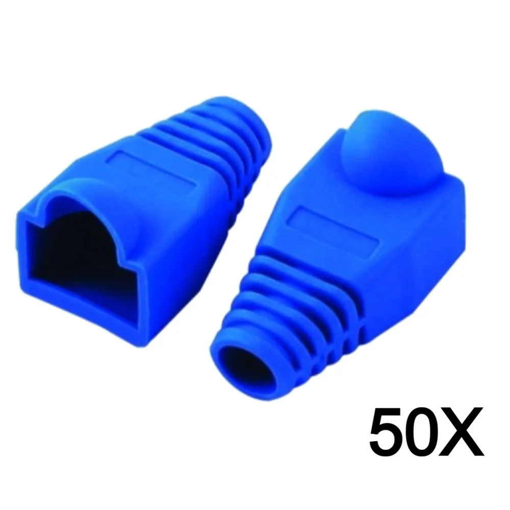 Imagem 2 de 3 do produto 50 Conector Rj45 Sohoplus Cat6 + 50 Capa Boot Snap Proteção, Azul