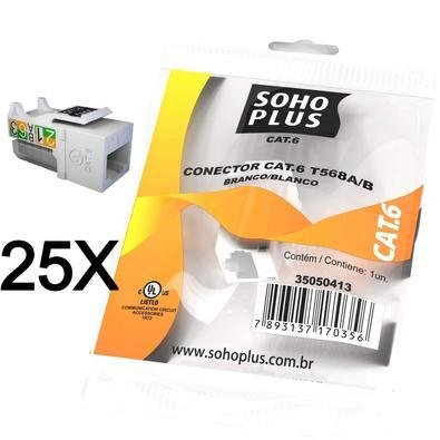 25x Conector Keystone Fêmea CAT6, RJ45, Sohoplus Furukawa