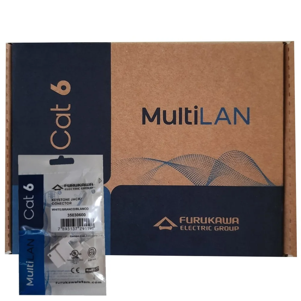 Imagem 2 de 4 do produto Conector Keystone CAT6 Fêmea Furukawa Multilan, RJ45 Tomada