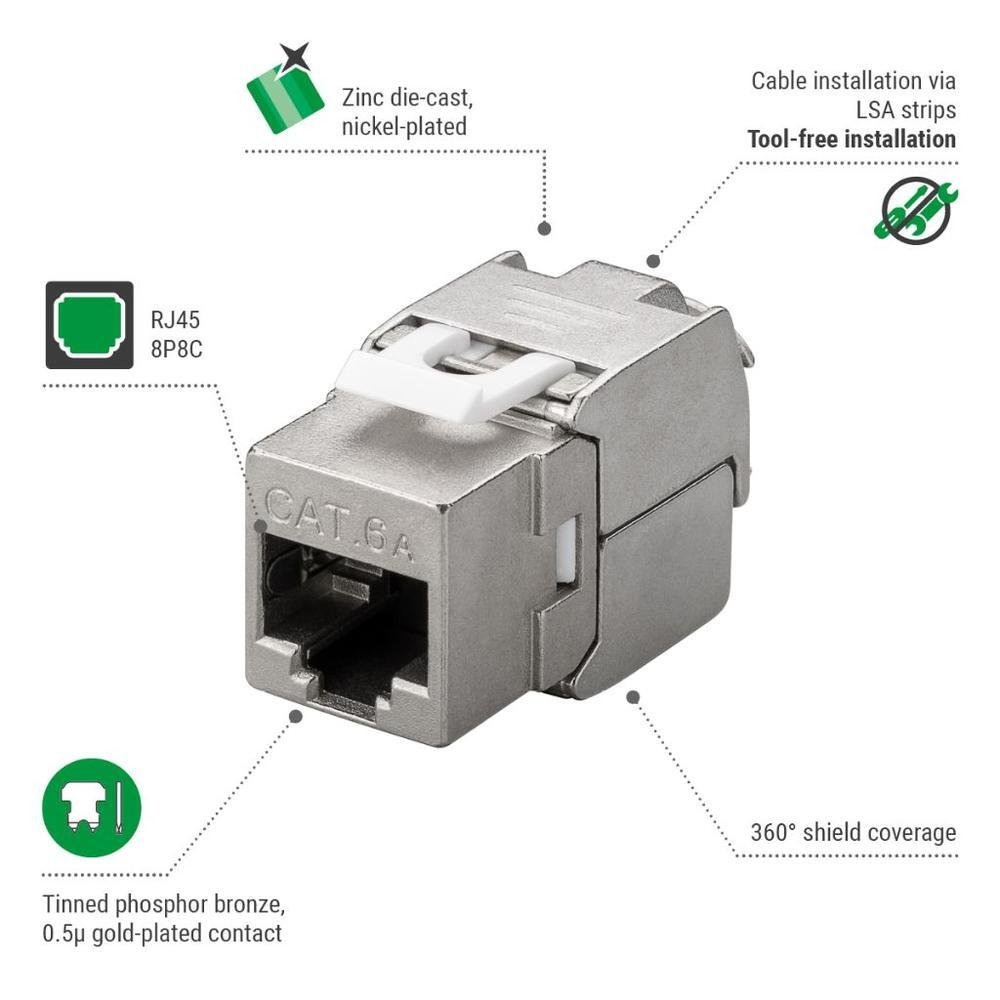 Imagem 4 de 4 do produto Conector CAT6a Blindado Fêmea Jack Keystone RJ45