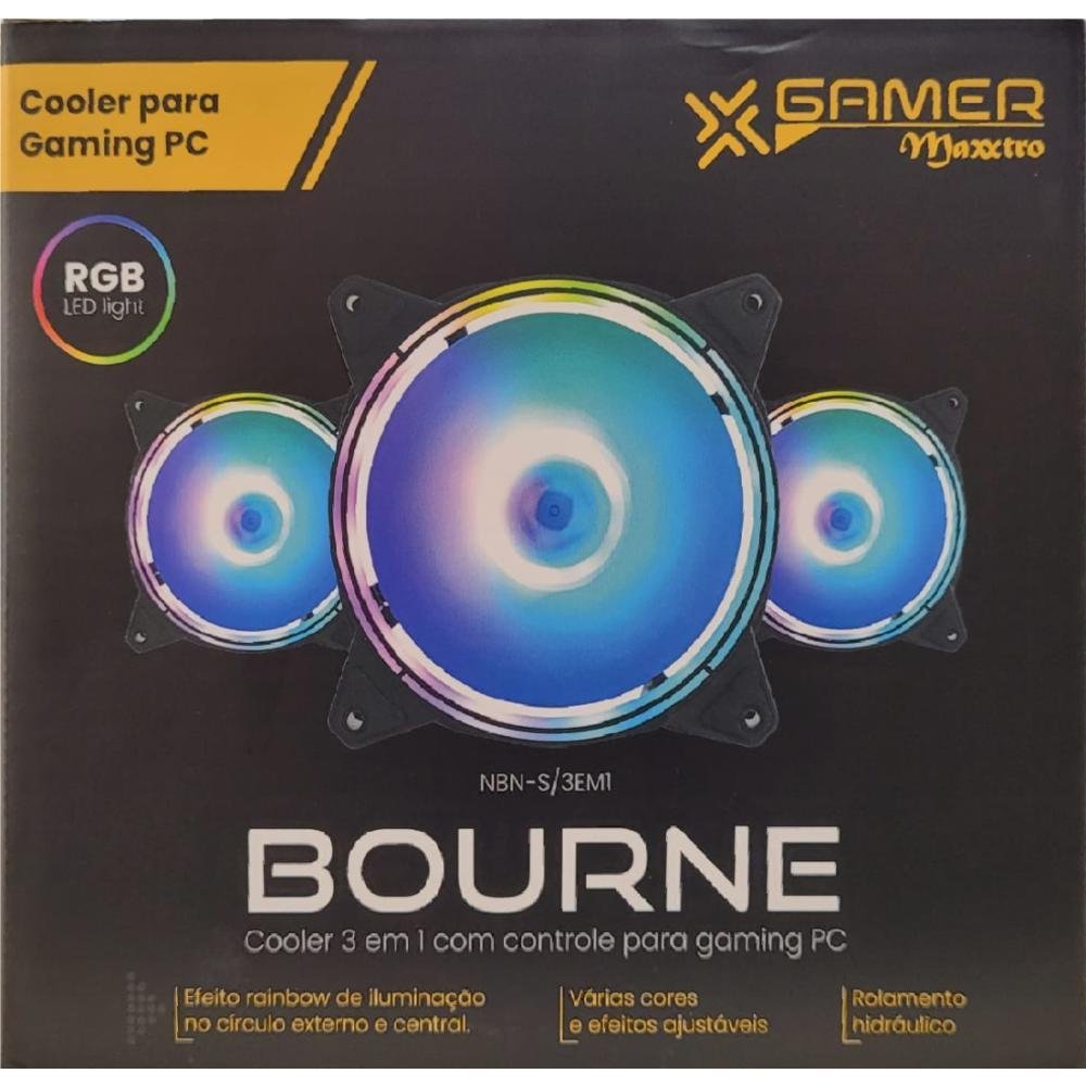 Kit Coolers, 3 unidades, Maxxtro Bourne,  120mm, RGB - Bourne 3em1 4