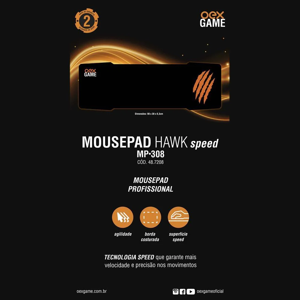 Mousepad Gamer Oex Mp308,Grande 90x30, Speed Ednaldinho Mousepad Gamer Oex Mp308,Grande 90x30, Speed Ednaldinho