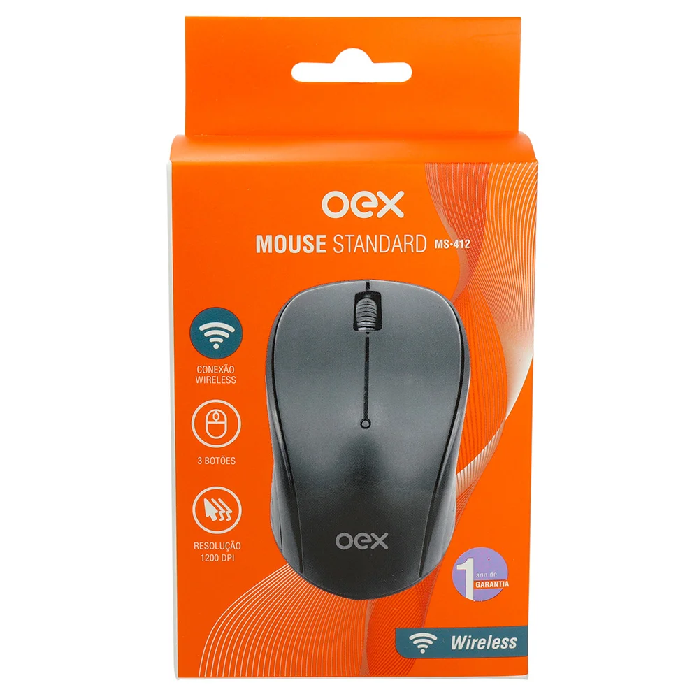 Mouse Standard WirelessOex Ms412 Com 3 Botões
