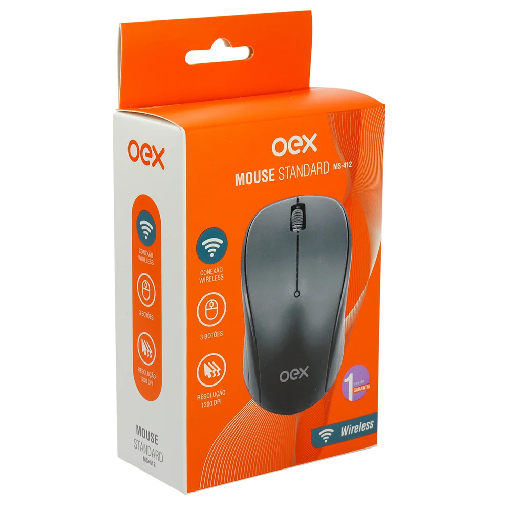 Mouse Standard WirelessOex Ms412 Com 3 Botões