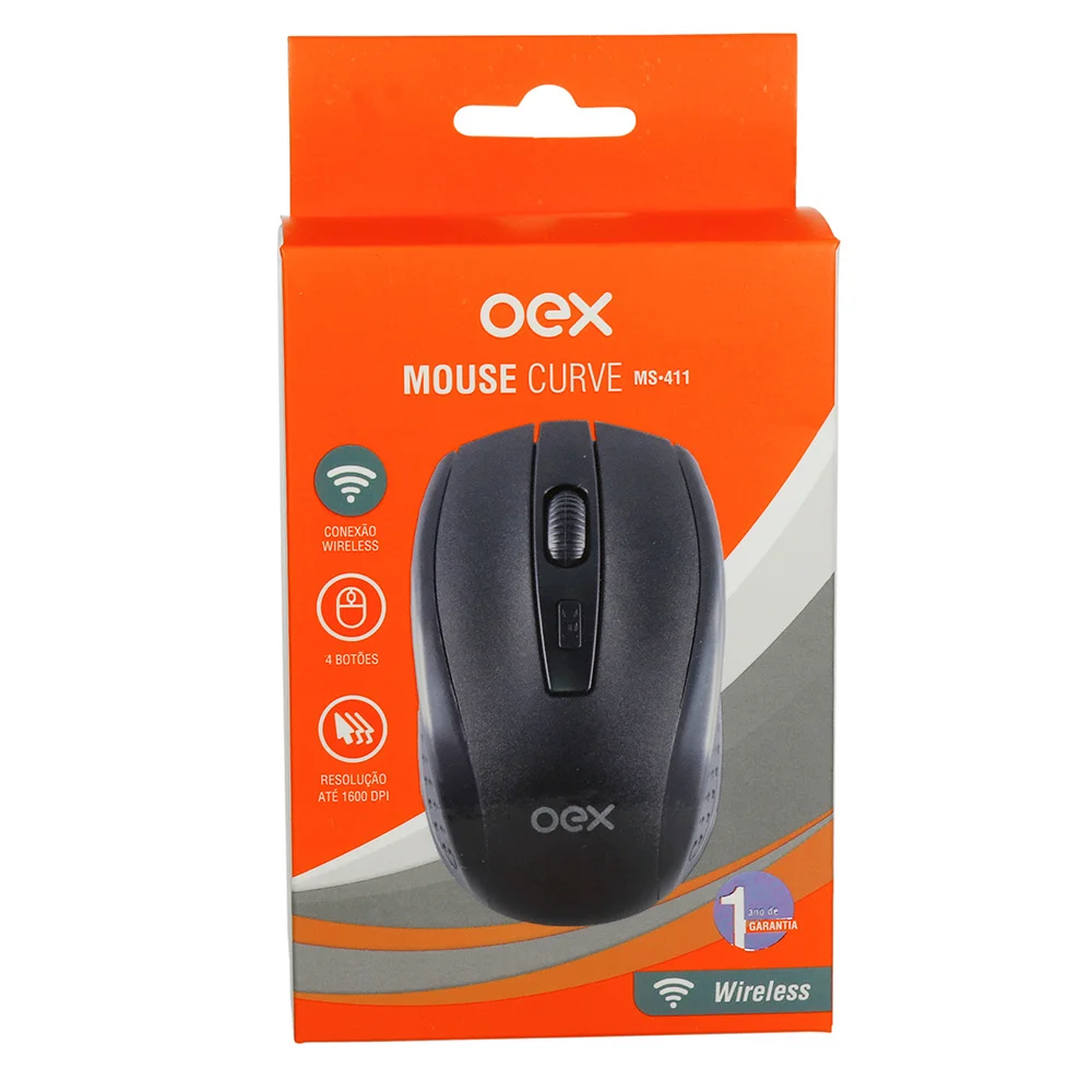 Imagem 4 de 5 do produto Mouse Curve Wireless Com, 4 Botões Oex Ms411, Preto