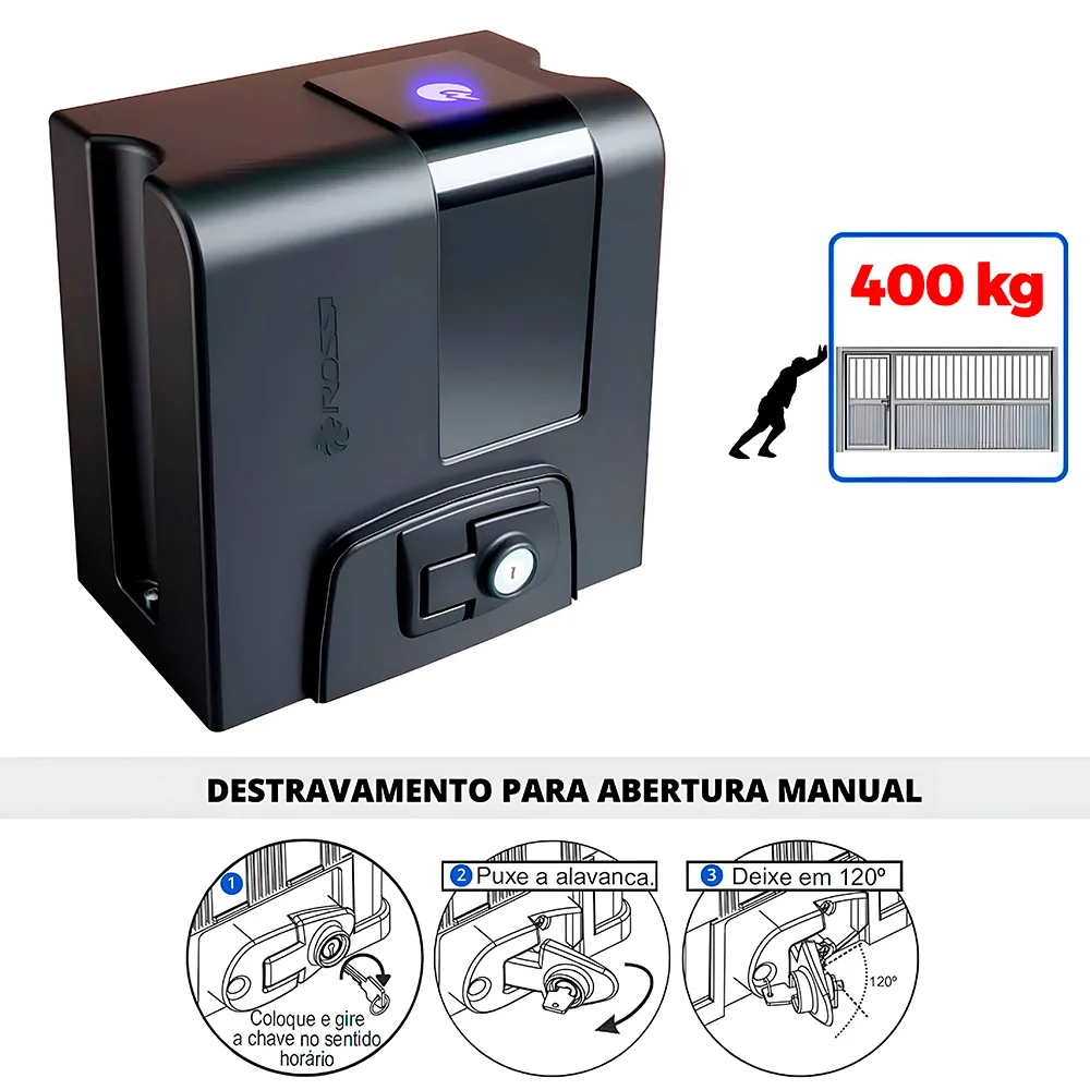 Imagem 4 de 5 do produto Motor Portão Deslizante  Rossi 16718,Atto, 36 Nitro, Bivolt,  400kg