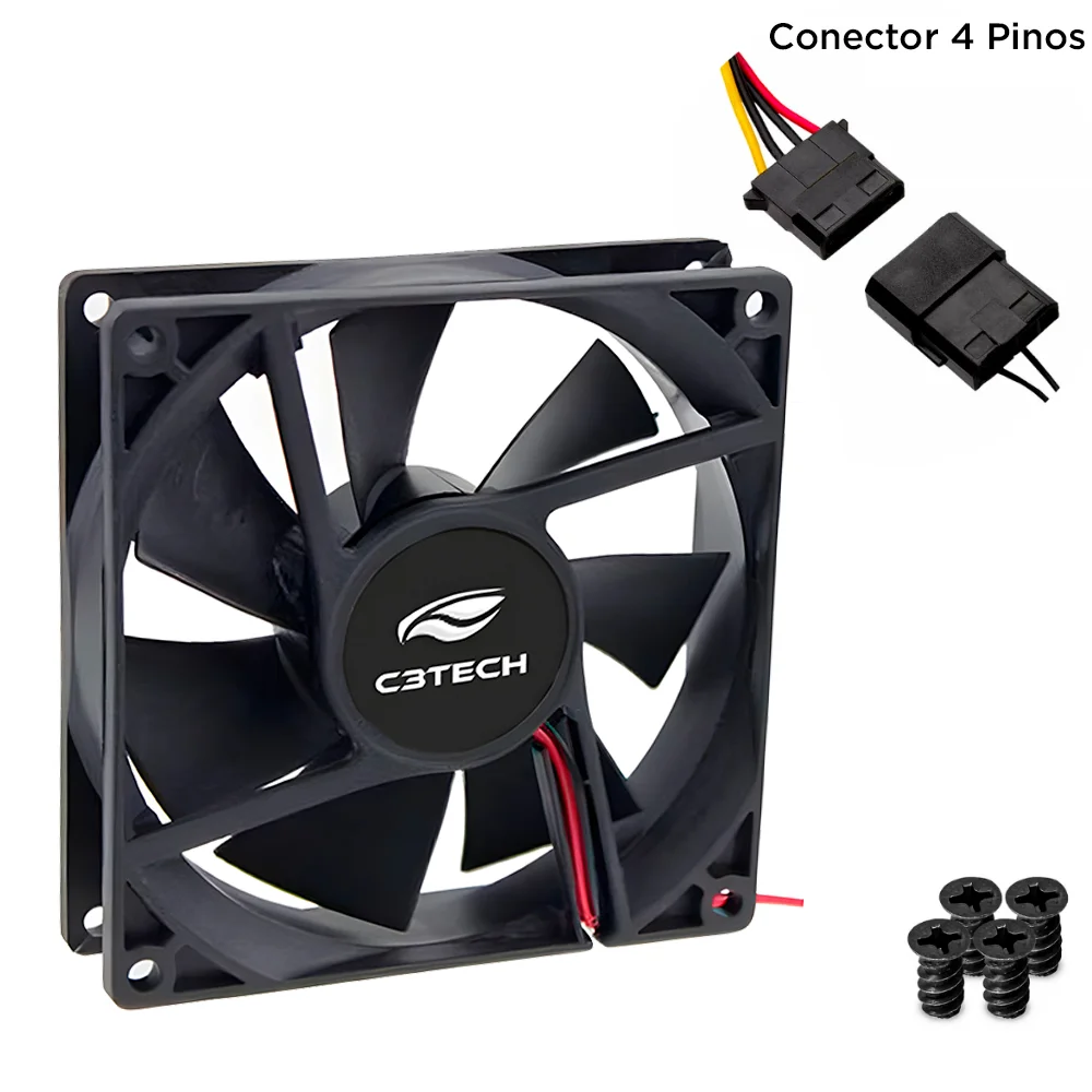 Cooler FAN C3tech Storm, 80Mm, 4 Pinos Molex, 2200 RPM, Preto - F7-Pw10bk 5