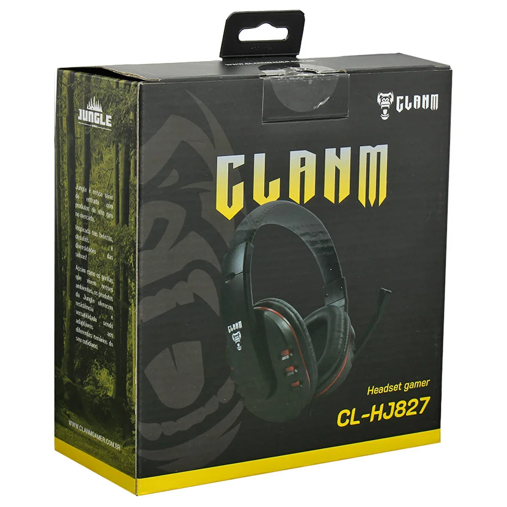 Imagem 5 de 5 do produto Headset Gamer Jungle Cl-hj827, Preto/vermelho 1,8m, Clanm