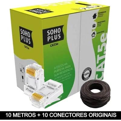 Cabo Furukawa Sohoplus, 10 Metros + 10 Conectores Rj45, Cat5e, Preto