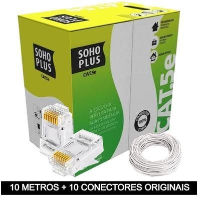 Cabo Furukawa Sohoplus, 10 Metros + 10 Conectores Rj45, Cat5e, Branco