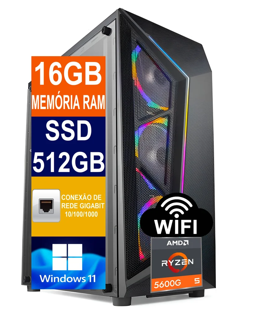 Windowsデスクトップ Ryzen 5 5600X/DDR4-16GB/M.2SSD/Windows11 PC Gamer Tech Power AMD Ryzen 5 5600g KaBuM