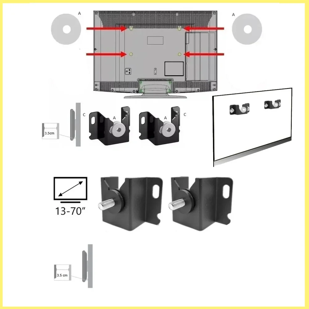 Imagem 4 de 4 do produto Suporte Tv Parede Fixo, 32 Polegadas 10 A 71, Kit Com 10 Und