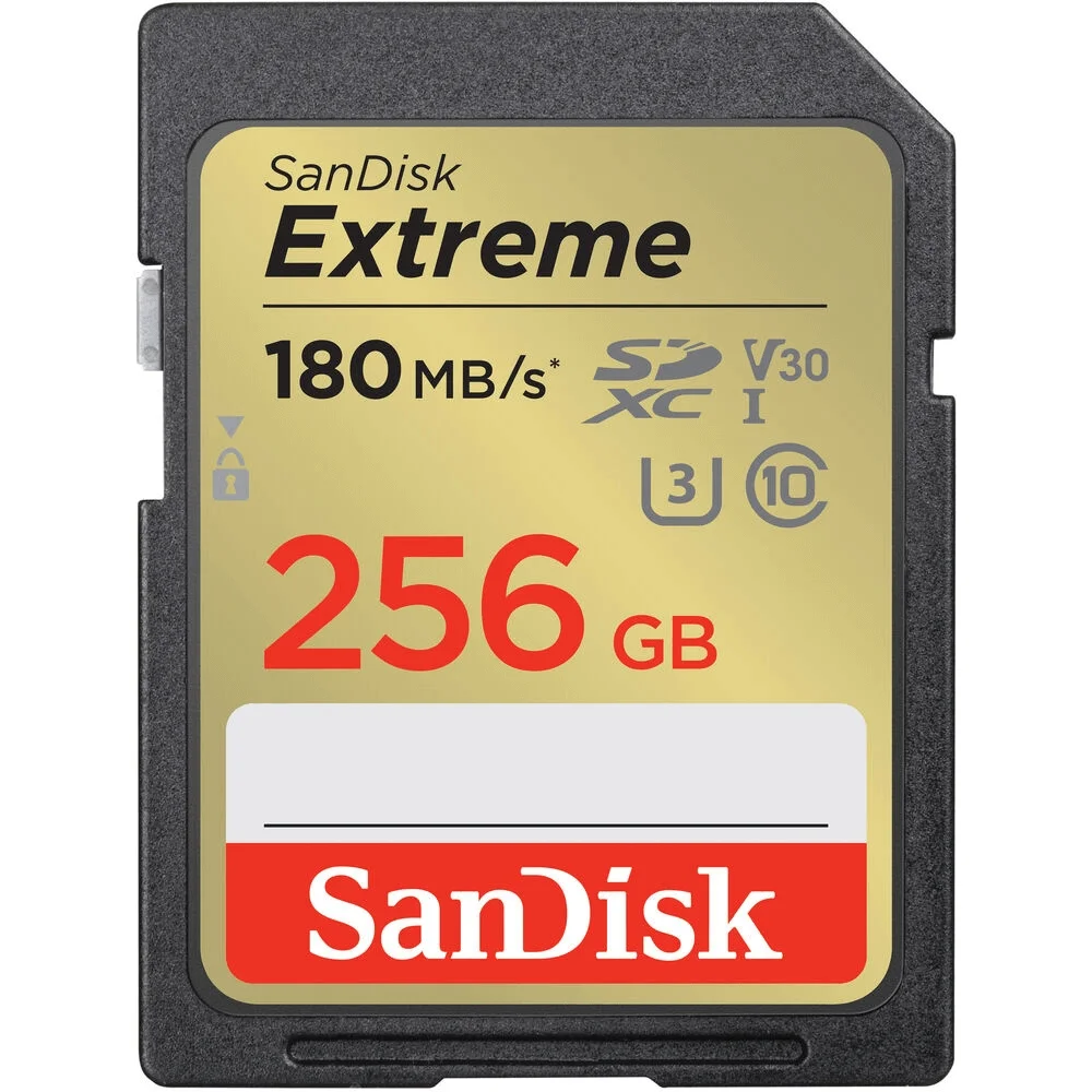 Cartão Sdxc 256GB Sandisk Extreme 4k 180mb/s Uhs-i / V30 / U3 / Classe 10 Cartão Sdxc 256GB Sandisk Extreme 4k 180mb/s Uhs-i / V30 / U3 / Classe 10
