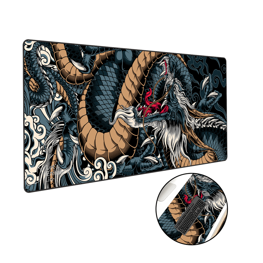 Imagem 2 de 3 do produto Mouse Pad Gamer Speed Extra Grande Profissional 120x60  - Dragão Azul