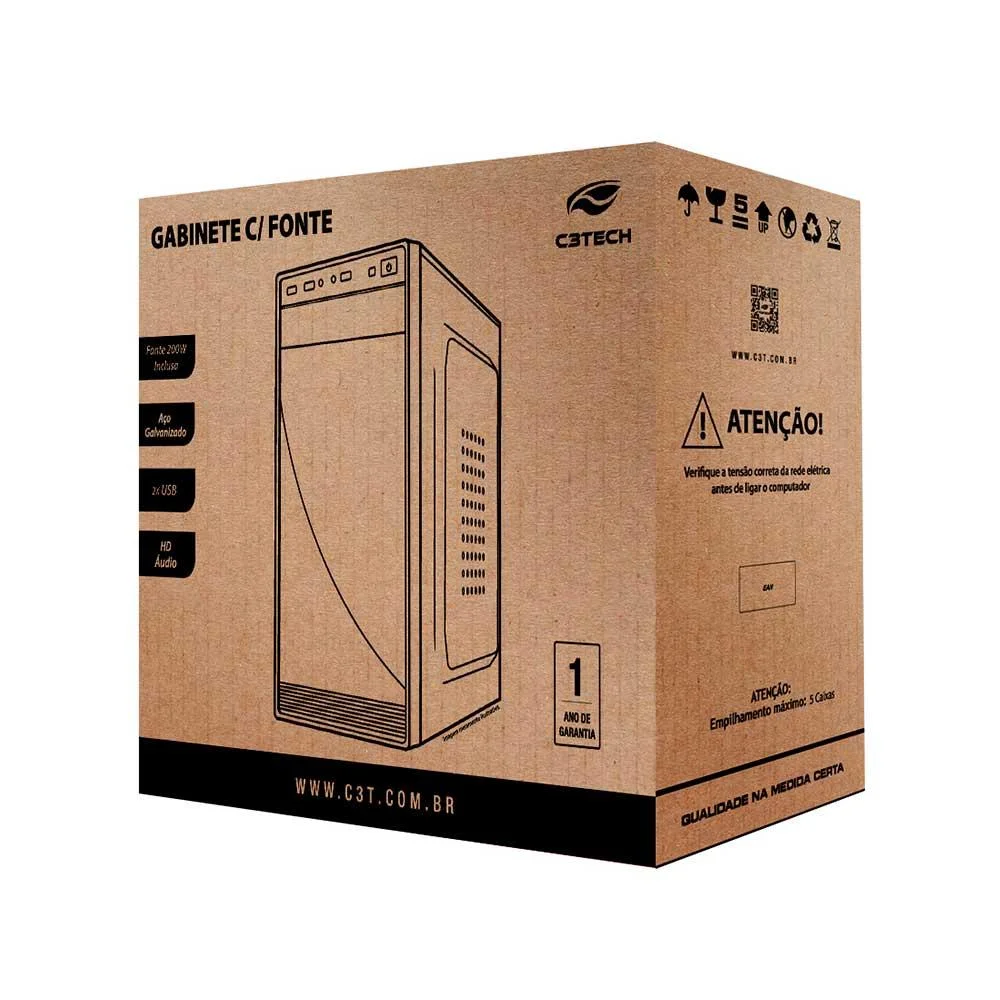 Imagem 3 de 5 do produto Gabinete Micro-AT C3tech Mt-31bk C/fte 200w