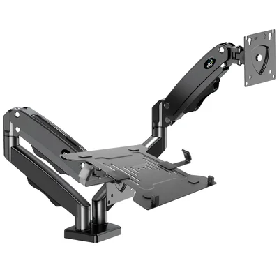 Kit Suporte Articulado Central Suportes, para Monitor e Notebook, Pistão F160 + Bandeja Apoio NBH-2