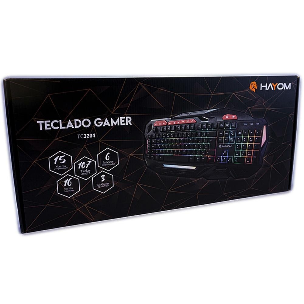 Teclado Gamer Hayom, Semi Mecânico, Led, Multimídia, Pc Computador Br, Cor:preto Teclado Gamer Hayom, Semi Mecânico, Led, Multimídia, Pc Computador Br, Cor:preto