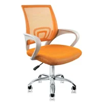 Cadeira De Escritório Fortt Csf02-lj Lisboa, Suporta 120kg, Secretária Base Cromada, Com Rodinha, Laranja