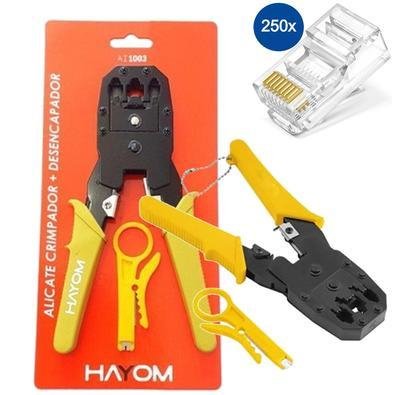Kit Alicate De Crimpar + 250 Conector Rj45 Cat6 Internet - Hayom
