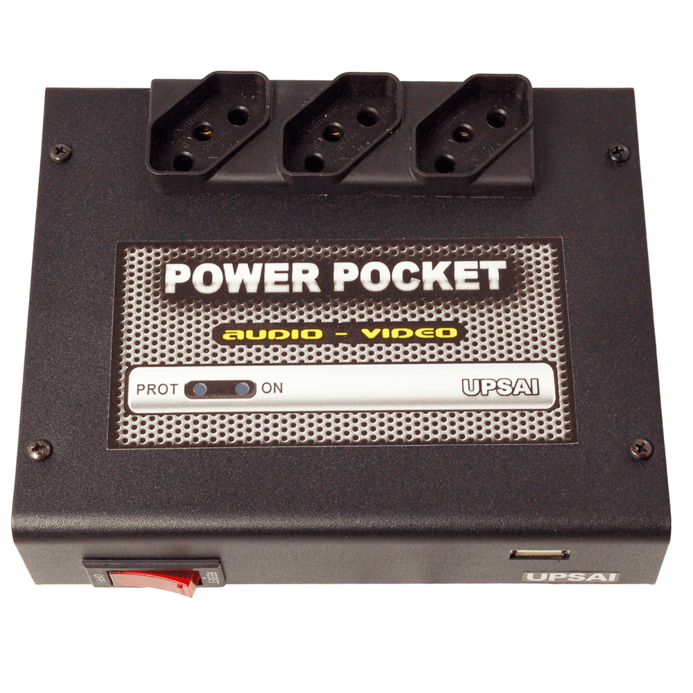 Imagem 2 de 4 do produto Condicionador De Energia Upsai Power Pocket, Proteção Filtro, Entrada 110v E 3 Saídas 110v, C/ USB, Áudio Vídeo Home Theater