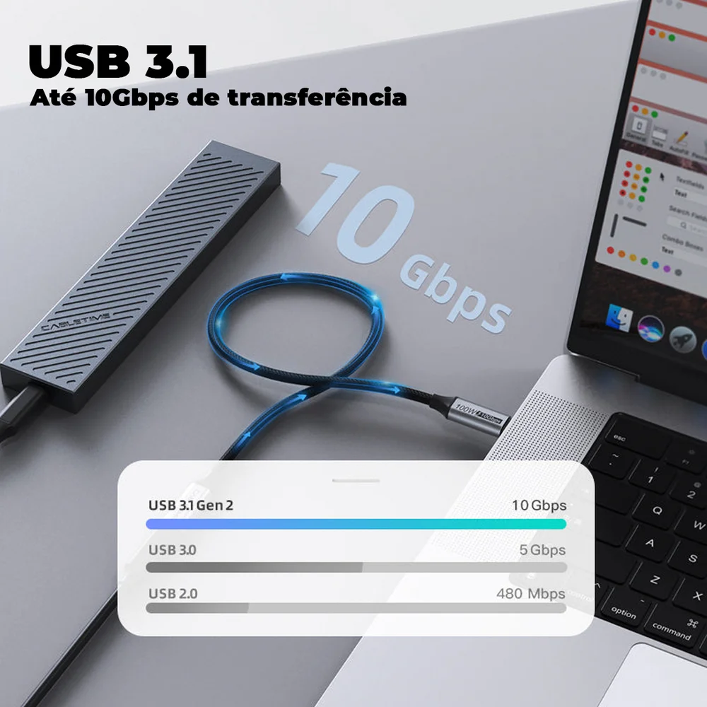Imagem 2 de 5 do produto Cabo Extensor Cabletime Extensão, USB C 3.1, 4k, 10gbps, 50cm