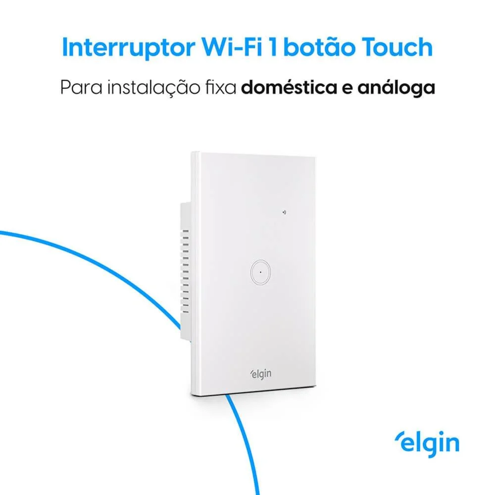 Imagem 5 de 5 do produto Interruptor Inteligente Elgin, Wi-fi, Painel Touch, 1 Botão, Compativel Com Alexa E Google