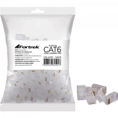 Kit 3 Pacotes Conector Fortrek, Rj45, Cat6, Com 300 Peças