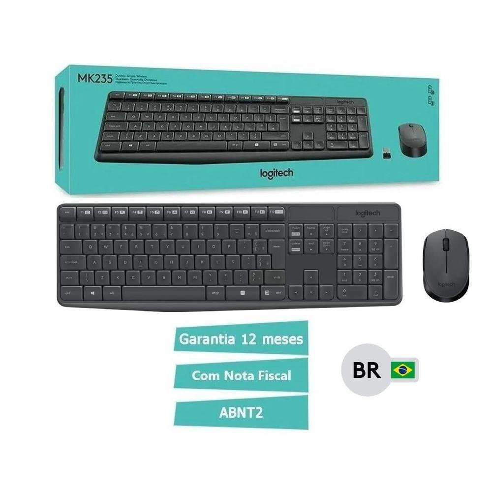 Imagem 4 de 5 do produto Kit Teclado + Mouse Sem Fio Logitech, ABNT2, Tecla Ç - Mk235