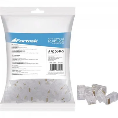Kit 3 Pacotes Conector Fortrek Rj45, Cat5e, Macho 201, Pacote C/ 300 Peças