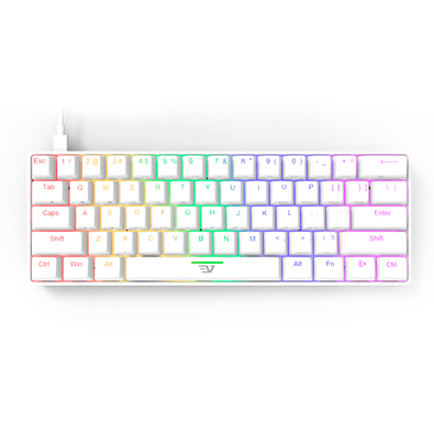 Teclado Mecânico Gamer Evzen Elite NinexT Panzer Mini, Com Fio, Branco