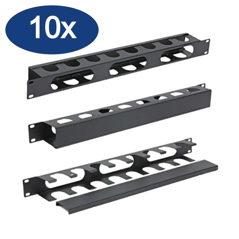Imagem 2 de 5 do produto 10x Paralelo Guia De Cabo Fechada, P/rack De Telecom, 1u 19 Organizador