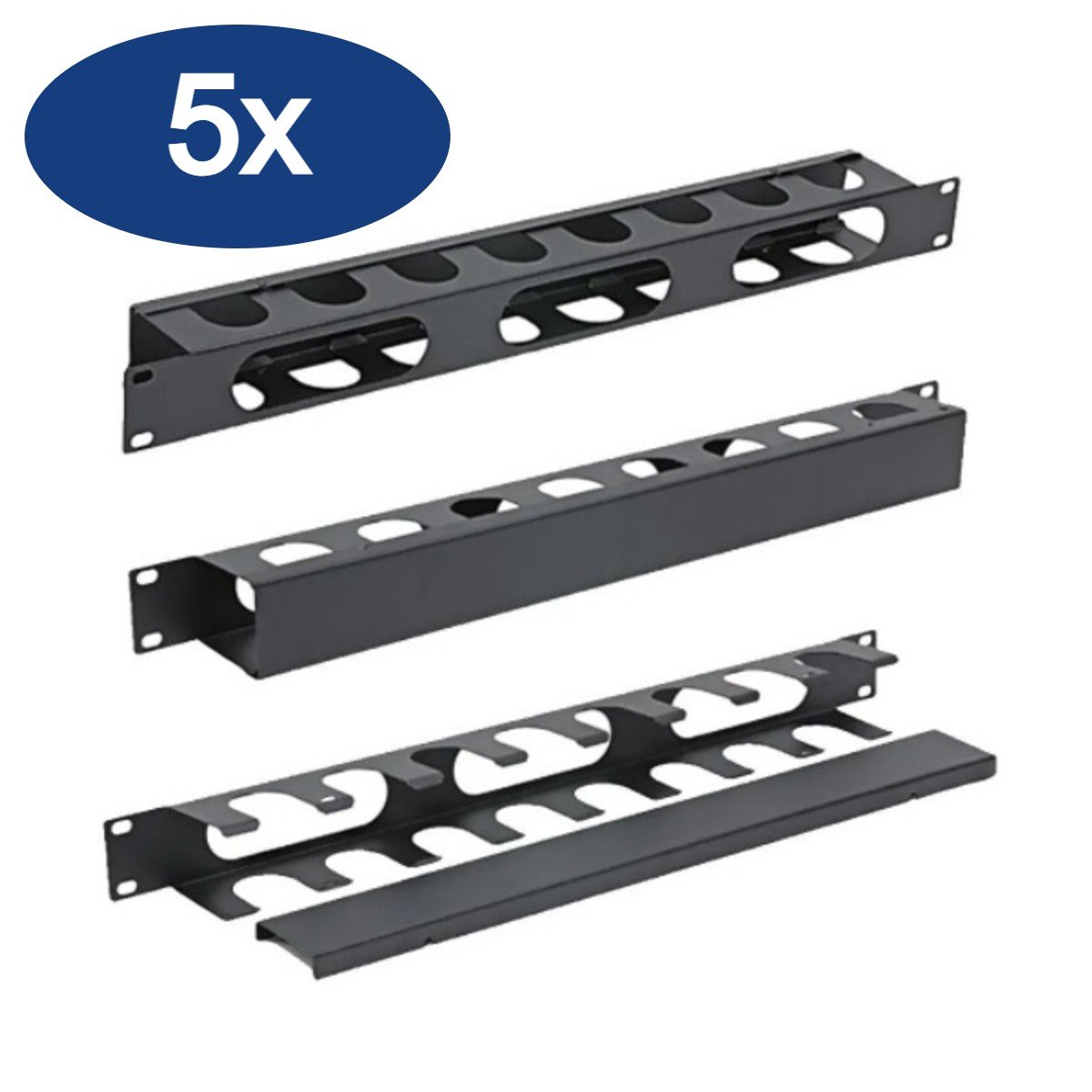 5x Paralelo Guia De Cabos Fechada, P/rack De Telecom, 1u 19 Organizador