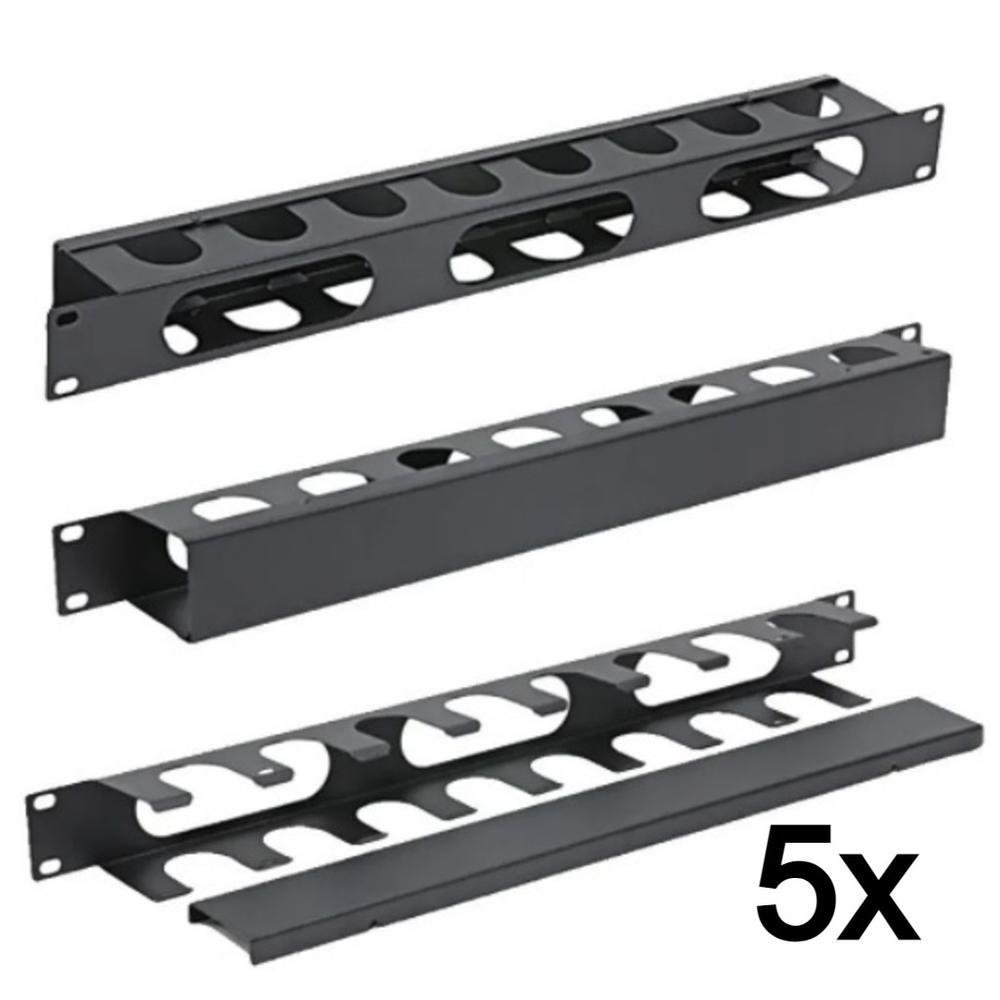 Imagem 3 de 5 do produto 5x Paralelo Guia De Cabos Fechada, P/rack De Telecom, 1u 19 Organizador