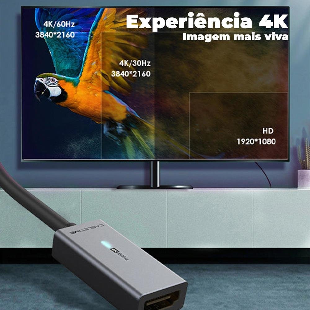 Imagem 4 de 5 do produto Adaptador Mini Displayport Cabletime, Para HDMI, 4k, 30hz, 15cm
