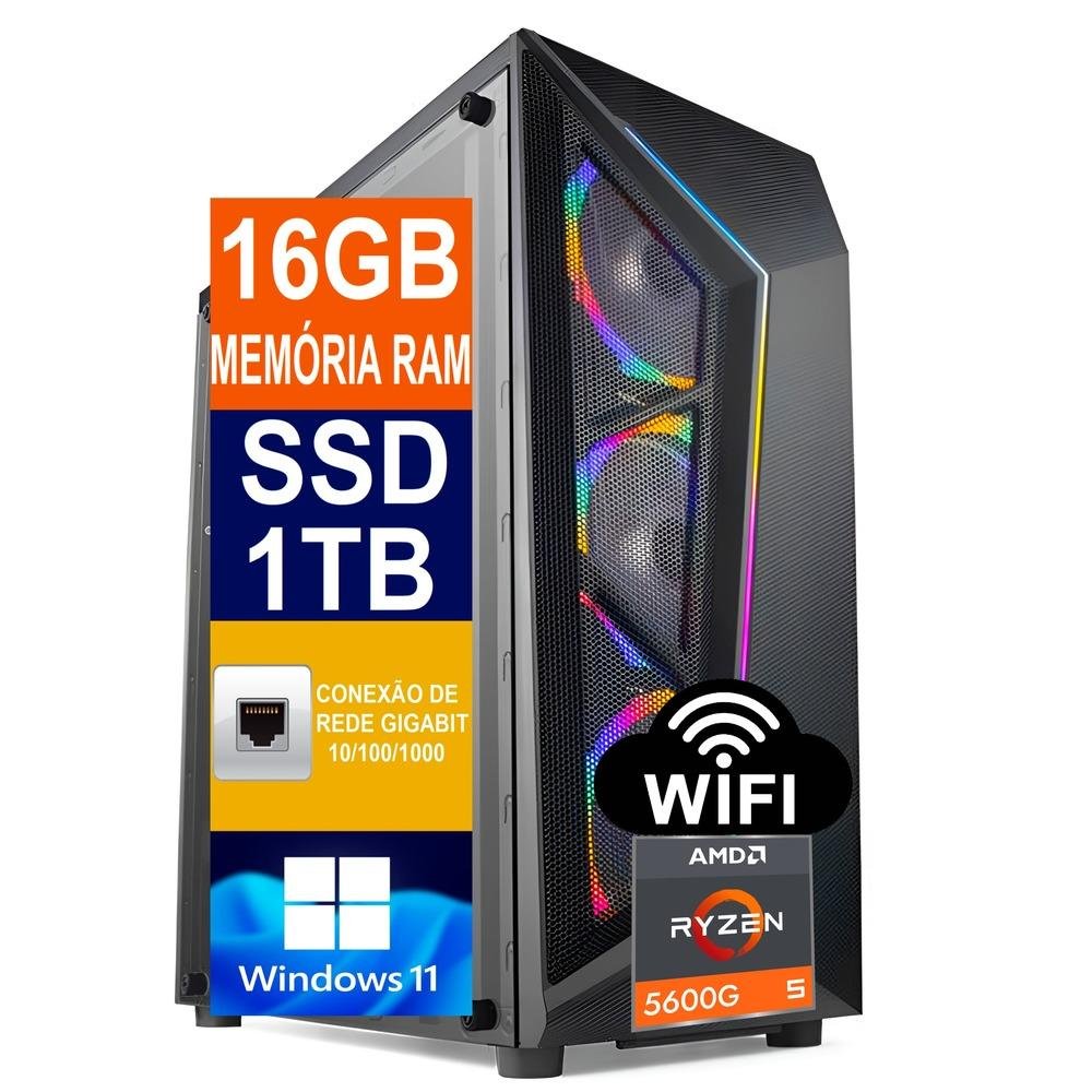 PC Tech Power AMD Ryzen 5 16GB DDR4 SSD 1TB KaBuM