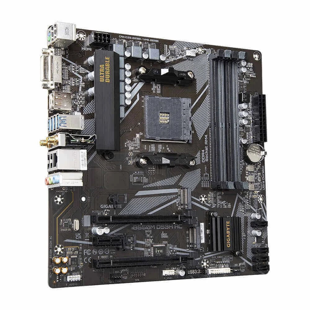 Placa Mãe Gigabyte B550m Ds3h Ac Am4 Ddr4 3200mhz Matx Wi-fi HDMI Dvi-d Usb 3.2 Placa Mãe Gigabyte B550m Ds3h Ac Am4 Ddr4 3200mhz Matx Wi-fi HDMI Dvi-d Usb 3.2