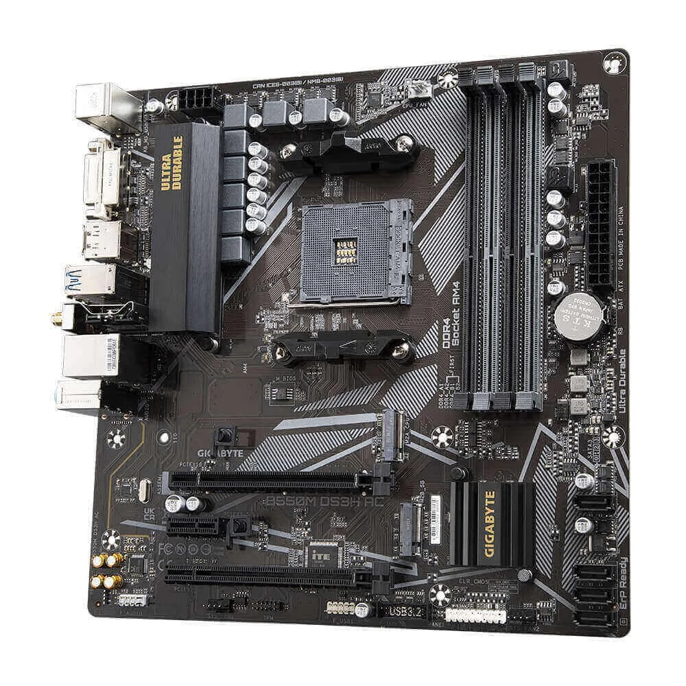 Placa Mãe Gigabyte B550m Ds3h Ac Am4 Ddr4 3200mhz Matx Wi-fi HDMI Dvi-d Usb 3.2 Placa Mãe Gigabyte B550m Ds3h Ac Am4 Ddr4 3200mhz Matx Wi-fi HDMI Dvi-d Usb 3.2