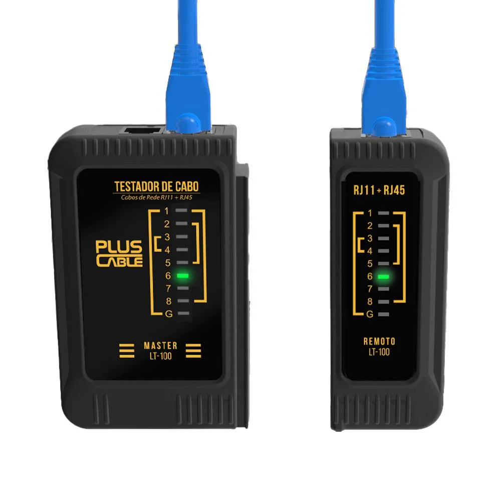 Imagem 3 de 5 do produto Testador De Cabo De Rede Pluscable, Lt-100bk, Compatível com RJ11 E RJ45, Plug and Play