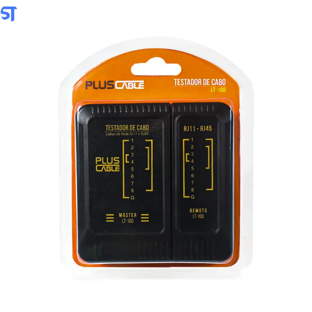 Imagem 4 de 5 do produto Testador De Cabo De Rede Pluscable, Lt-100bk, Compatível com RJ11 E RJ45, Plug and Play